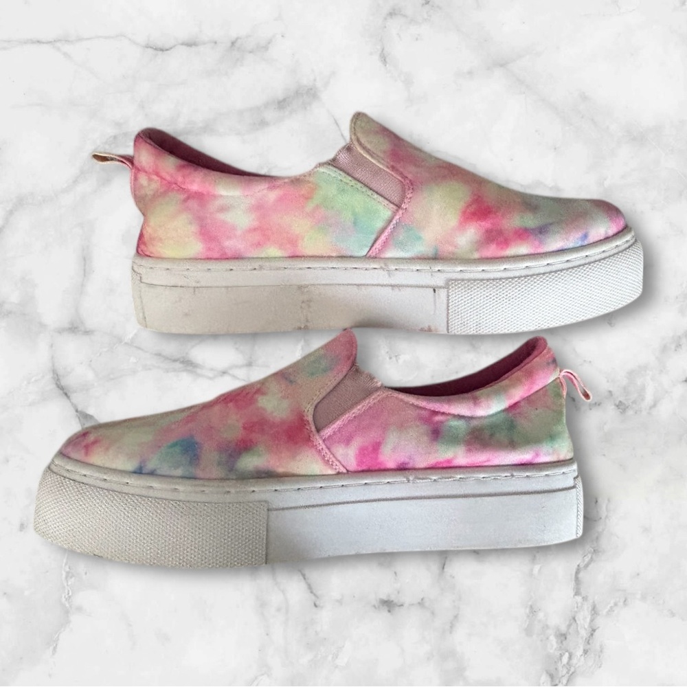Bamboo Rainbow Tie Dye Platform Sneakers Tennis Shoes Y2K Rare Size 6.5 - Picture 3 of 9